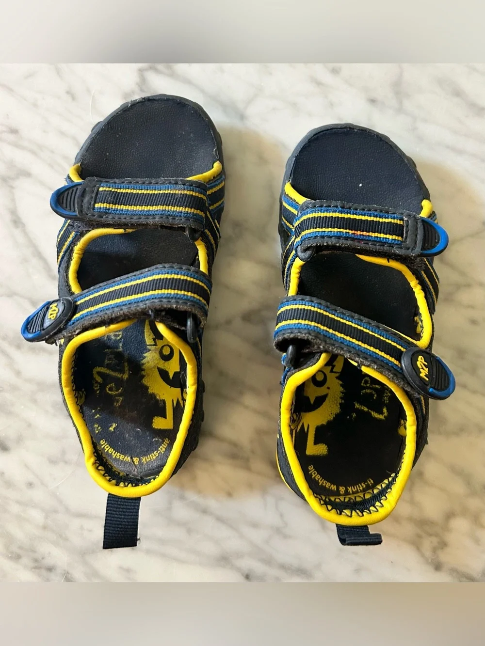Stride Rite Made to Play Adjustable Waterproof Sandals in Navy and Yellow